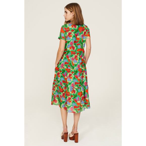 AMANDA UPRICHARD Women's Green Floral Collared Shirt Pierre Midi Dress Size XL - Picture 3 of 12
